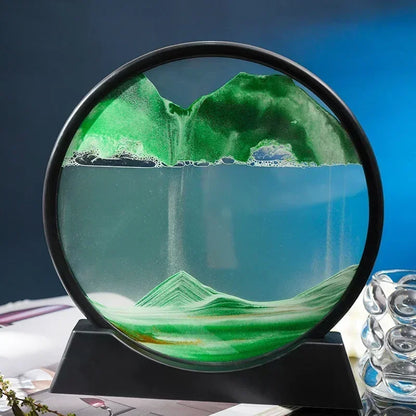 Mesmerizing 3D Moving Sand Art - Deep Sea Sandscape Round Glass Hourglass