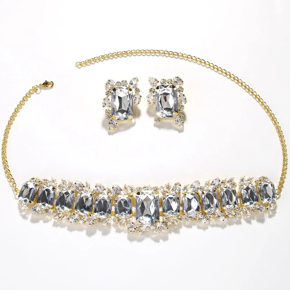 Stonefans Crystal Necklace & Earrings Set - Bridal and Bridesmaid Jewelry