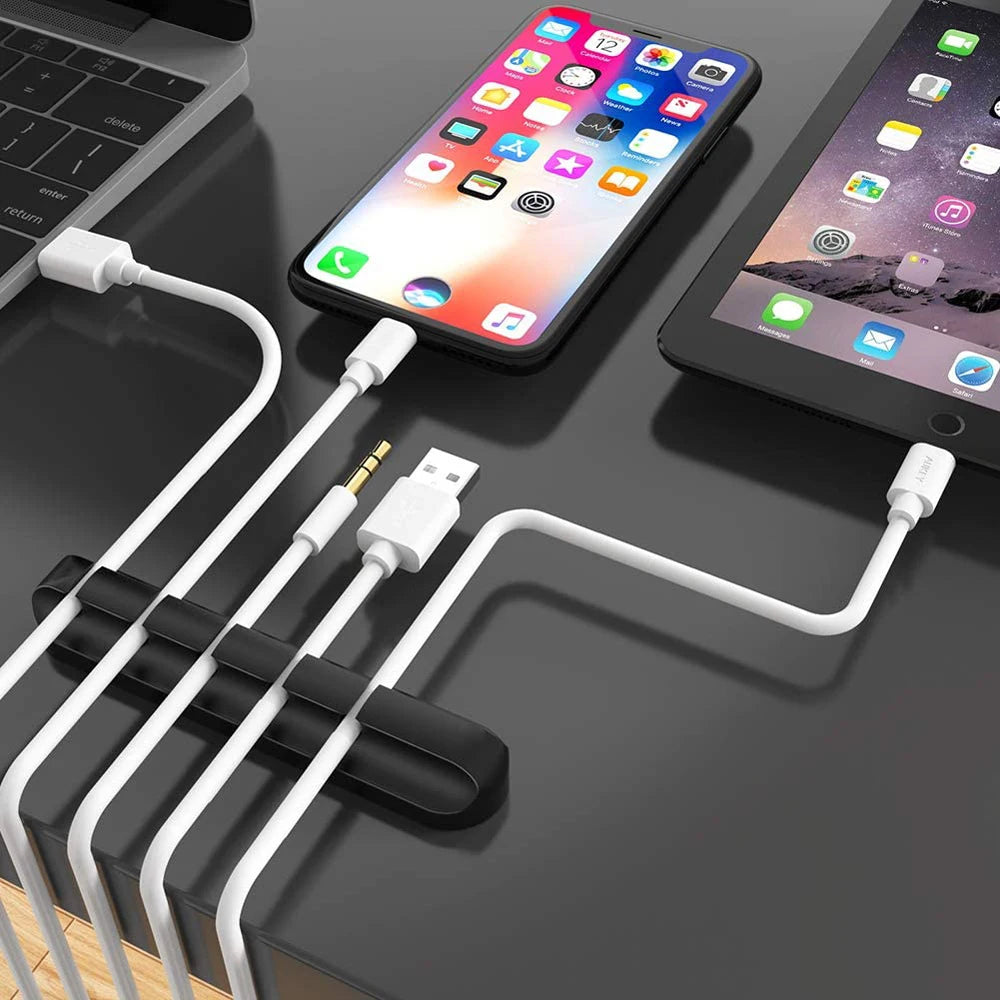 Silicone cable organizer for tidy desktop wire management