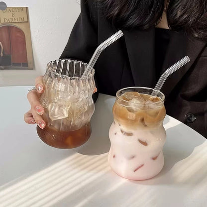 Stylish Glass Tumbler with Stripe Design