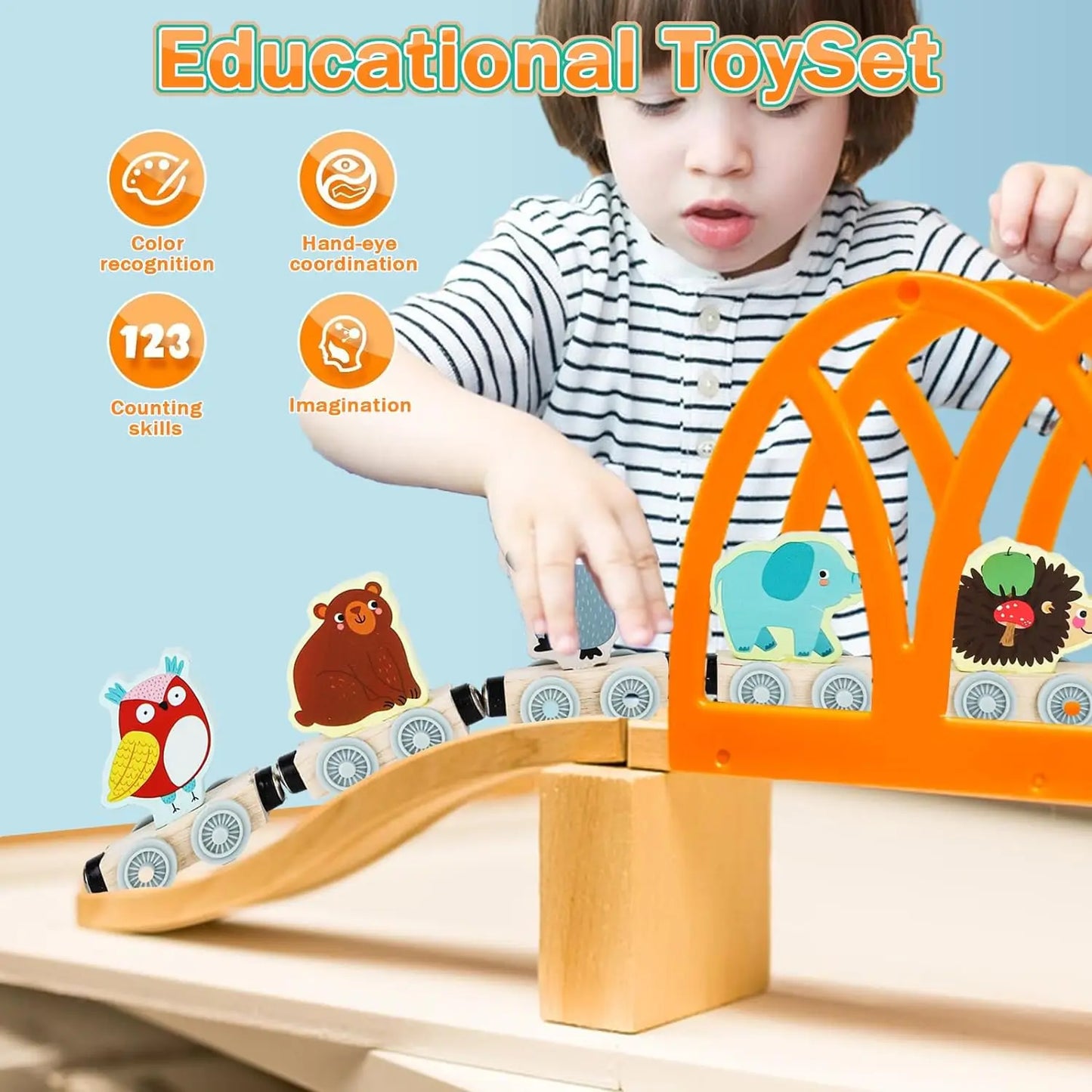 Delightful Montessori Magnetic Wooden Train Toy Set