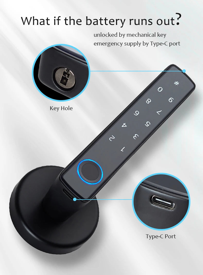 wafu Tuya Smart Fingerprint Door Lock Bluetooth Keyless Entry Security Lock
