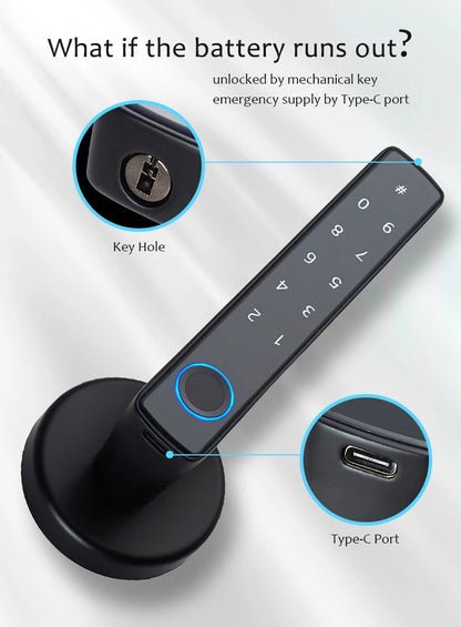wafu Tuya Smart Fingerprint Door Lock Bluetooth Keyless Entry Security Lock