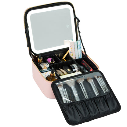 Portable Makeup Train Case with LED Mirror