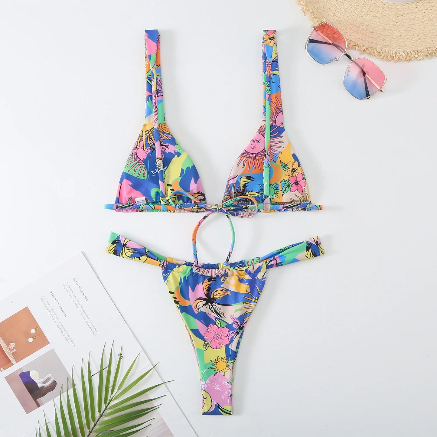 Lovely Flower Print Bikini Set Women 2024 - Low Waist 2-Piece Swimsuit