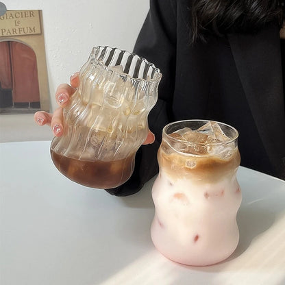 Stylish Glass Tumbler with Stripe Design