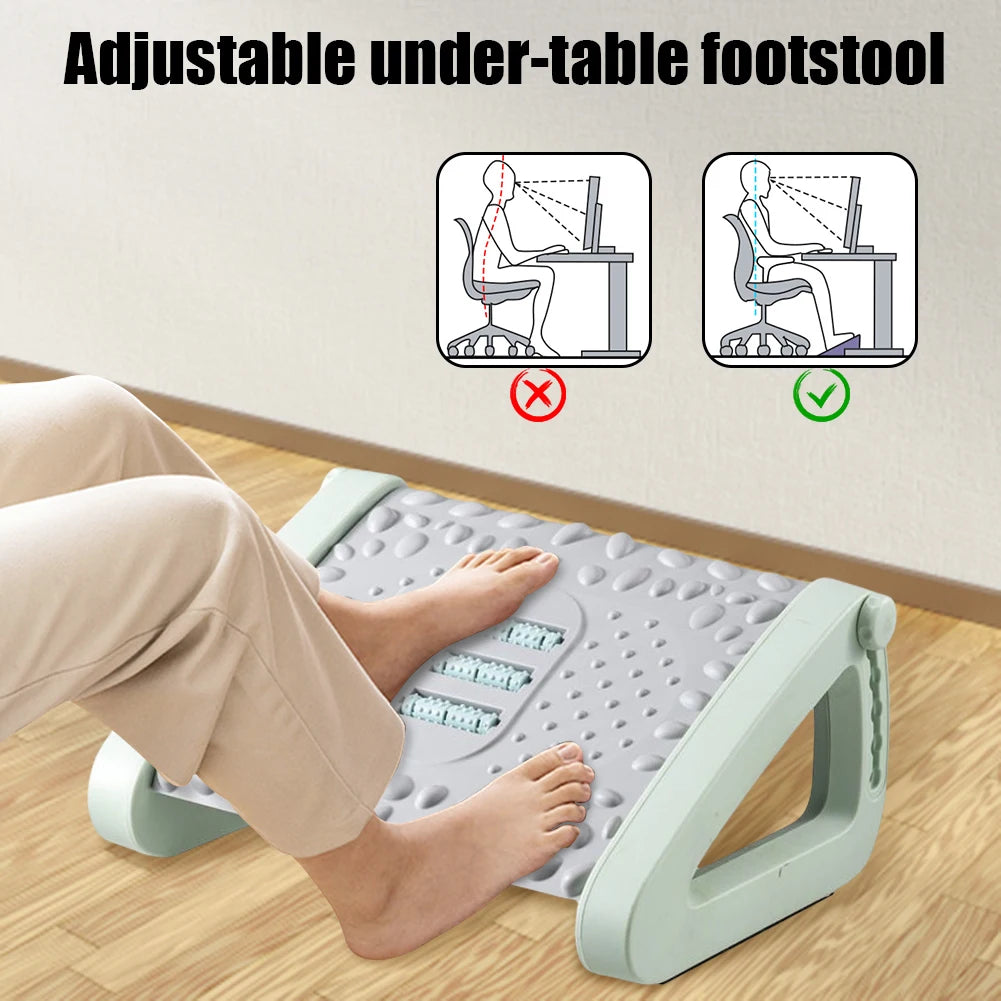 Ergonomic Office Footrest with Adjustable Massage Rollers – Perfect for Home and Work