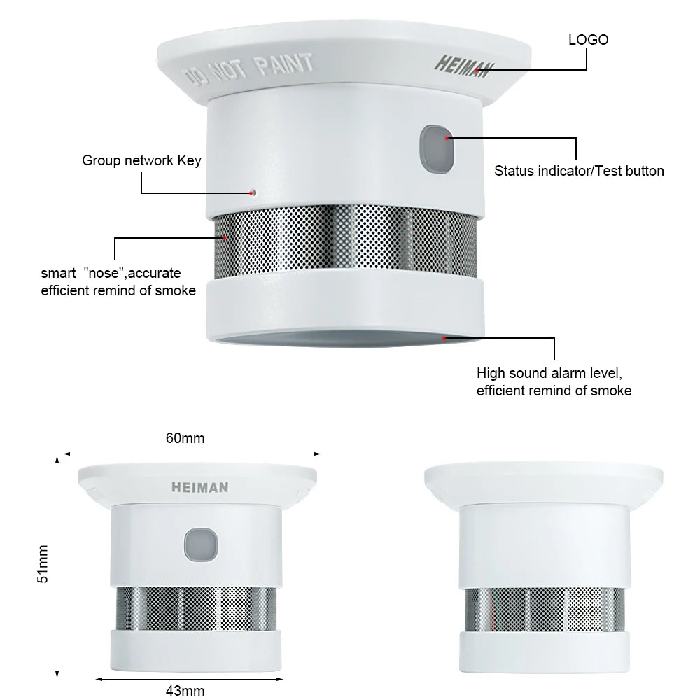 HEIMAN Zigbee 3.0 Smoke Detector - High Sensitivity Fire Alarm Safety Sensor, Free LED Night Light