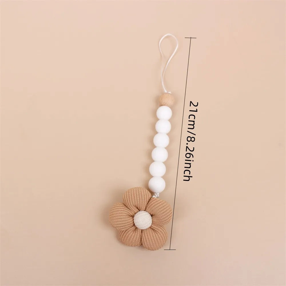 Flower Baby Silicone Bead Pacifier Clip Chain - BPA-Free Teething Toy and Soother Holder