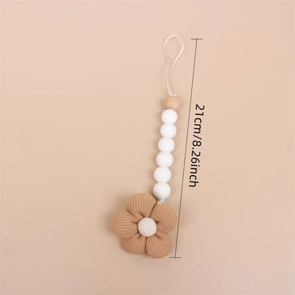 Flower Baby Silicone Bead Pacifier Clip Chain - BPA-Free Teething Toy and Soother Holder