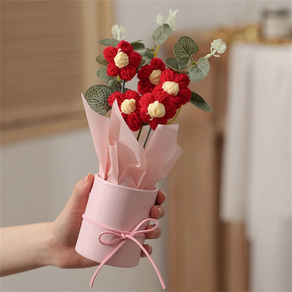 5PCS Hand-Knitted Woolen Flowers