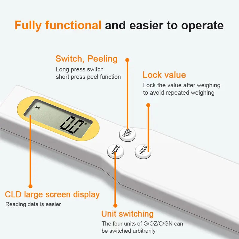 Digital LCD Weight Measuring Spoon - High Precision Kitchen Scale (500g/0.1g)