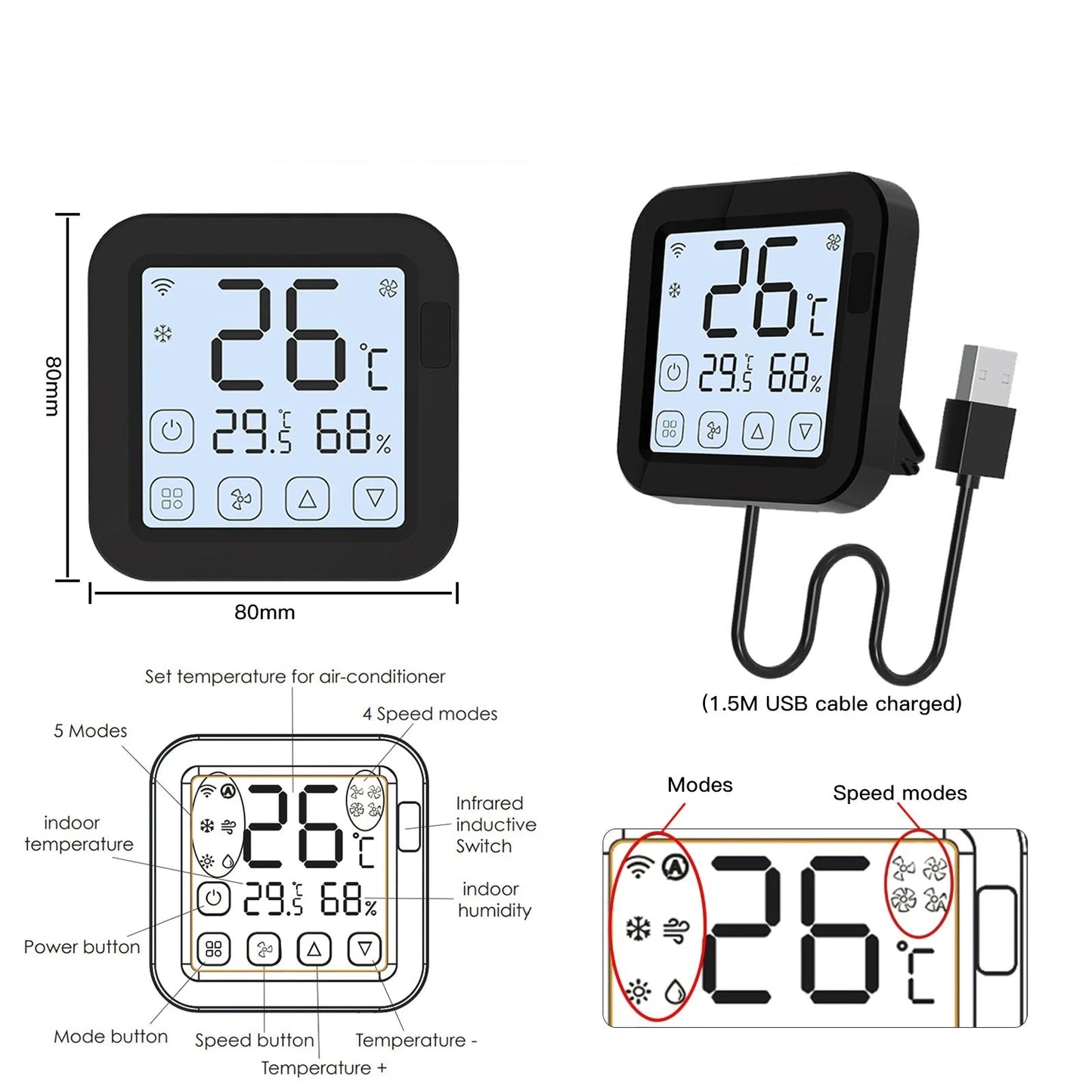 MOES Tuya WiFi IR Thermostat Controller with LCD Touch Screen and Alexa Compatibility