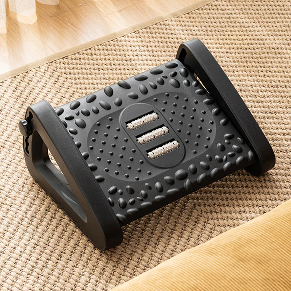 Ergonomic Office Footrest with Adjustable Massage Rollers – Perfect for Home and Work