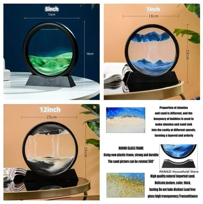 Mesmerizing 3D Moving Sand Art - Deep Sea Sandscape Round Glass Hourglass