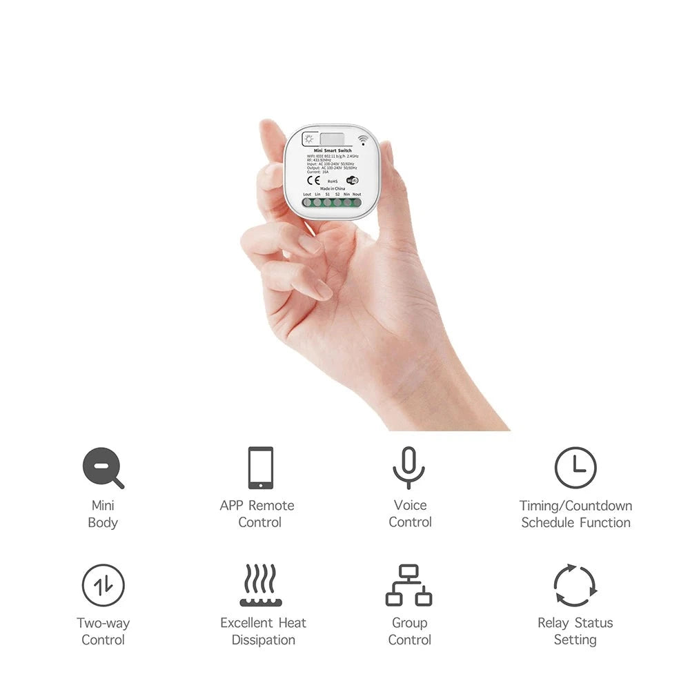 Smart WiFi Self-Powered Switch - Remote Control, Google Home & Alexa Compatible