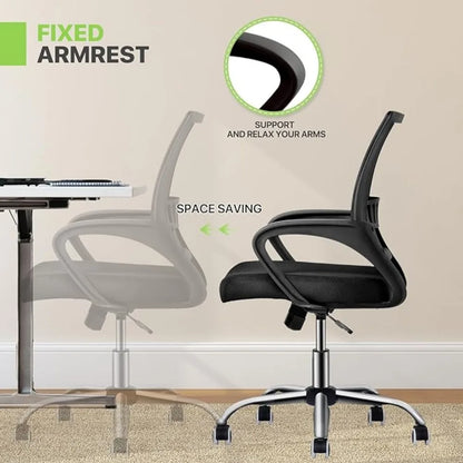 Ergonomic Home Office Chair – Adjustable Mesh Desk Chair with Lumbar Support, Armrests, and Swivel Rolling for Comfort