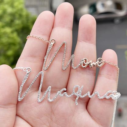 Personalized Zirconia Initial Necklace - Custom Crystal Pendant Gift for Mom