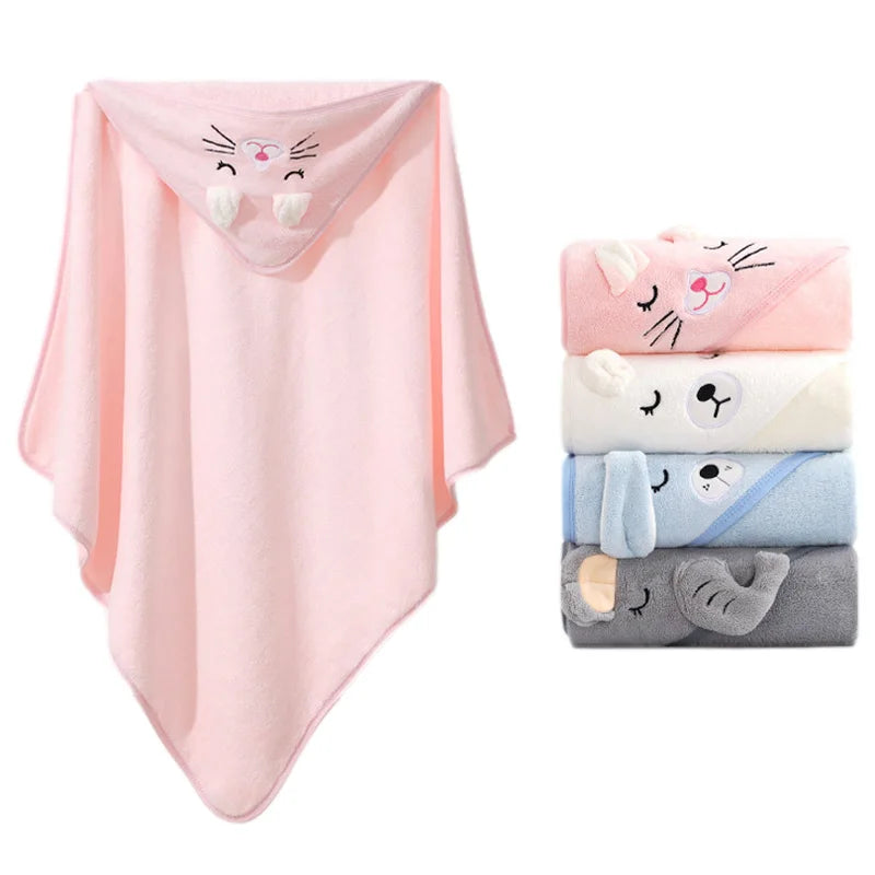 Cartoon Animal Baby Hooded Towel - Soft Newborn Bathrobe for Boys and Girls