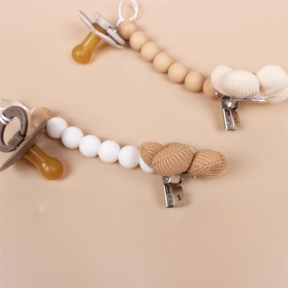 Flower Baby Silicone Bead Pacifier Clip Chain - BPA-Free Teething Toy and Soother Holder