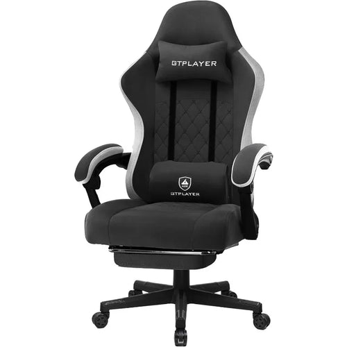 Gaming Chair with Footrest Fabric Office Chair Pocket Spring Cushion and Linkage Armrests, High Back Ergonomic Computer Chair