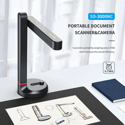 NETUM T101 Book Scanner - Autofocus Document Scanner with Smart OCR and LED Desk Lamp for Home and Office